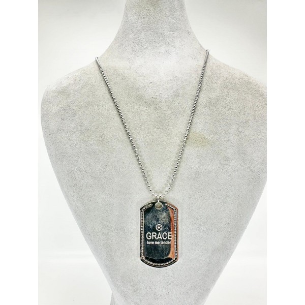 Gümüş Yazılı Zincirli Kolye